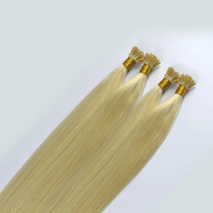 Fashion straight human hair wig extension in yellow, available in sizes 30cm to 55cm