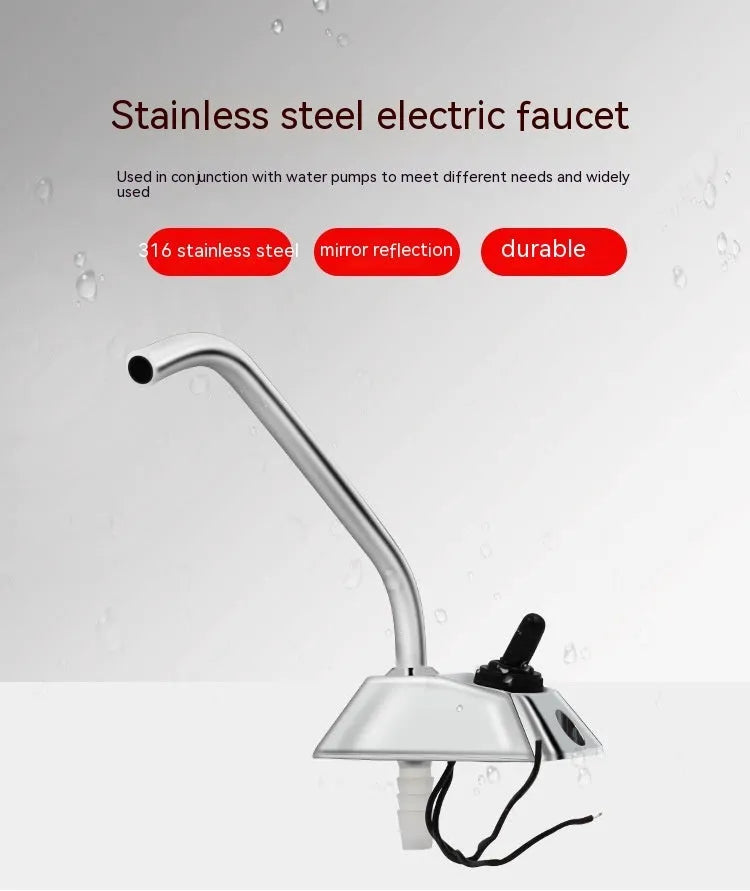 Electronic control RV faucet with rotating spout made from mirror-polished 316 stainless steel