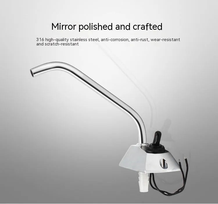 Electronic control RV faucet with rotating spout made from mirror-polished 316 stainless steel