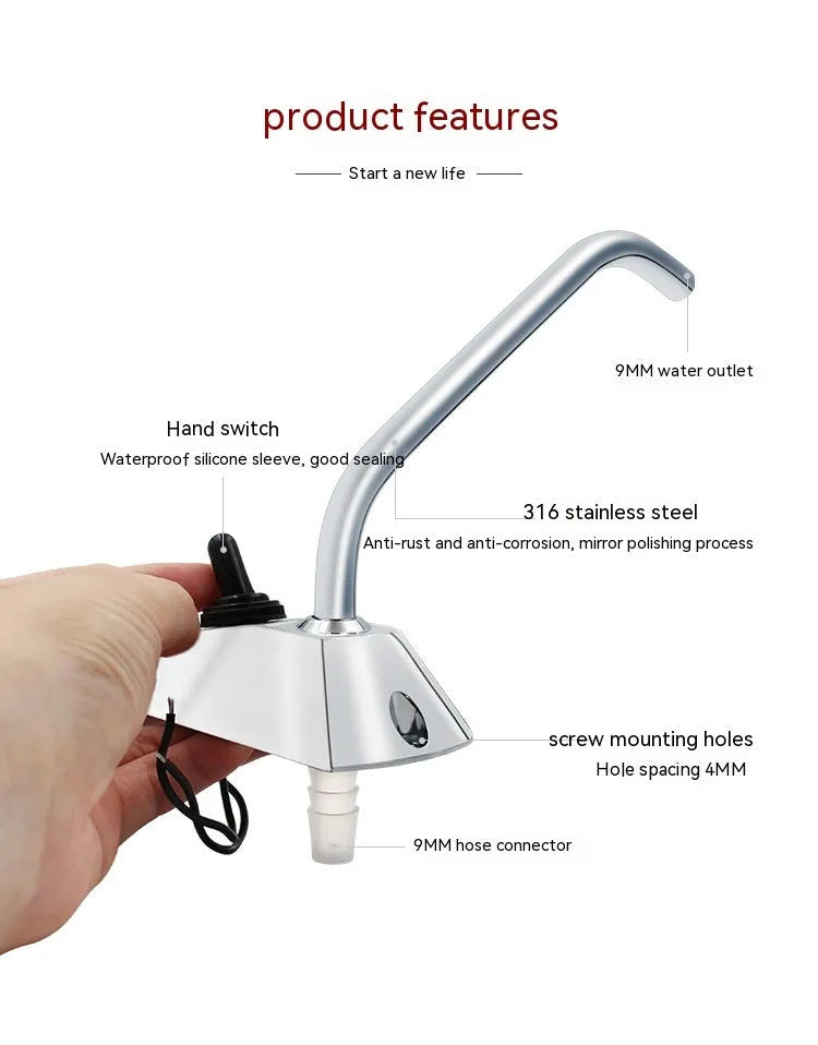 Electronic control RV faucet with rotating spout made from mirror-polished 316 stainless steel