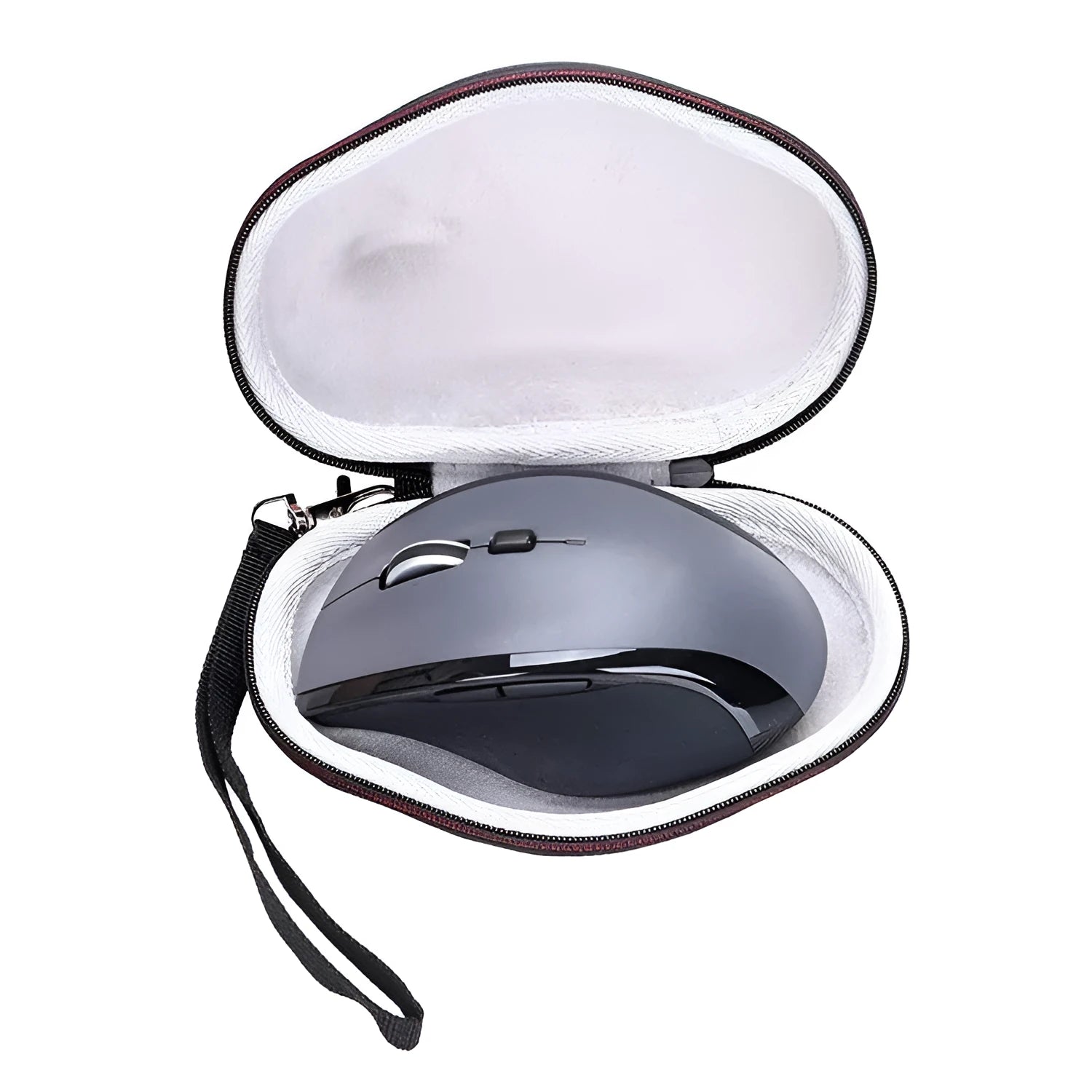 Black nylon EVA mouse protection sleeve for Logitech M720 with internal grey lining