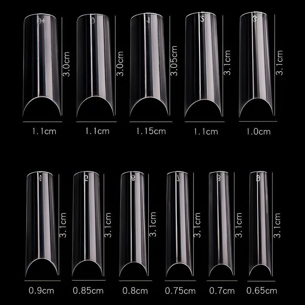 Transparent acrylic French long nail tips in 50-piece pack for nail extensions