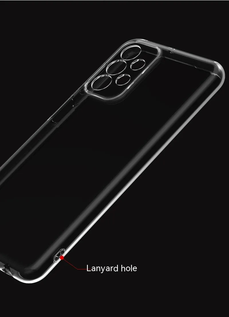 Transparent TPU phone case for Samsung with shockproof protection and fine hole cutouts