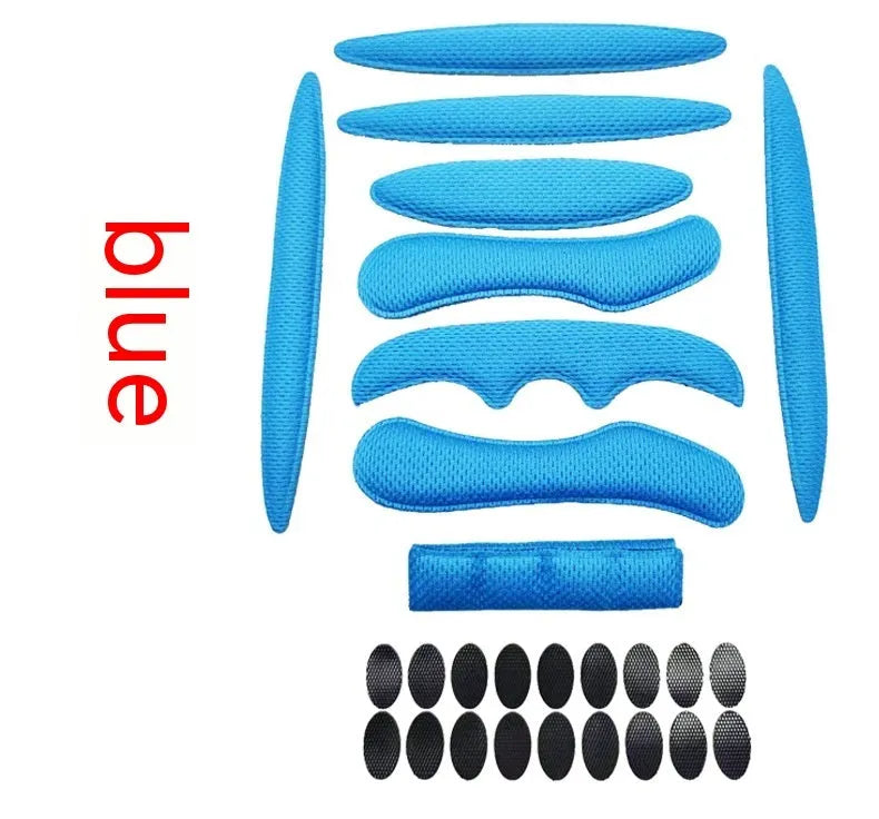 Universal cycling helmet lining with breathable sponge and Velcro chin pad in four colour options