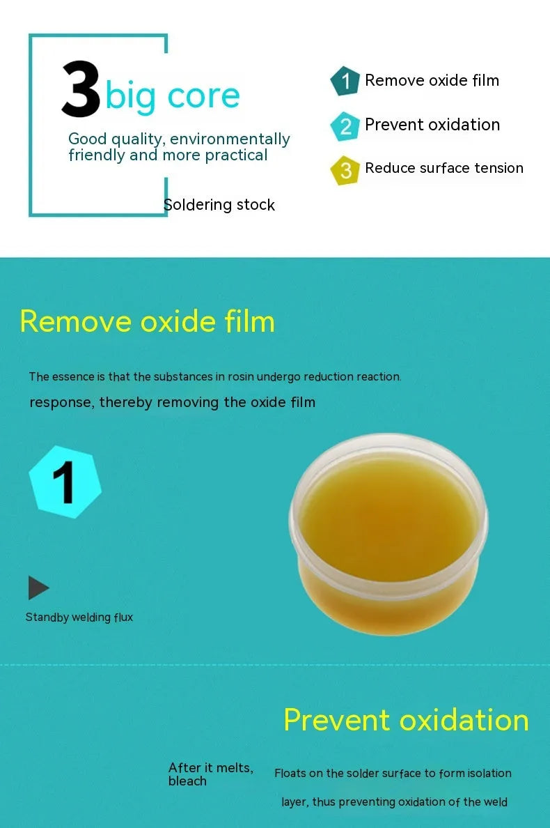 Rosin soldering flux paste in container for electric soldering iron applications