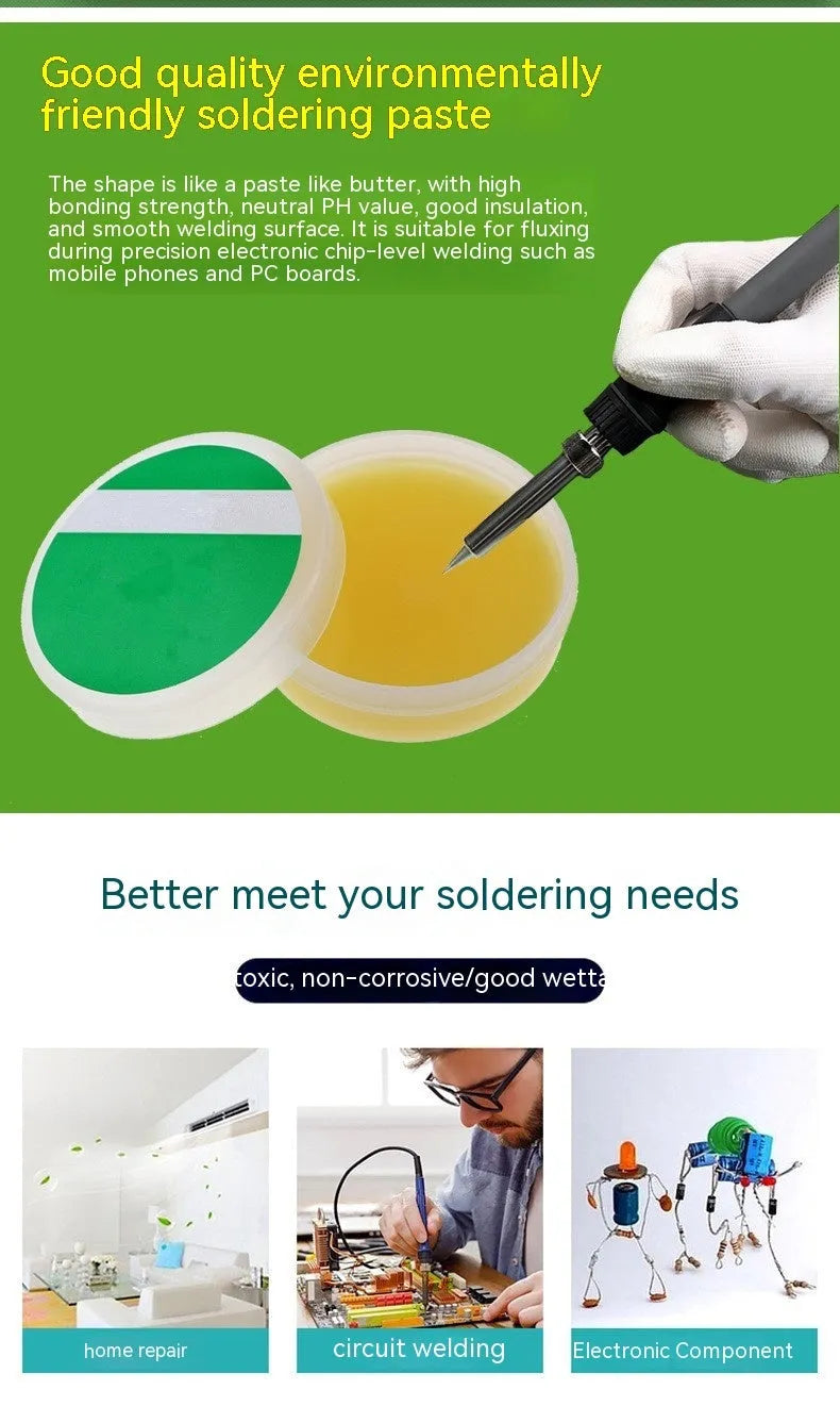 Rosin soldering flux paste in container for electric soldering iron applications