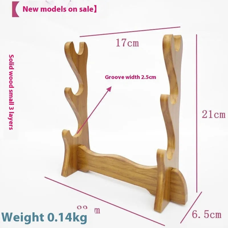 Handmade wooden wall bracket with multiple shelves in a simple Chinese decorative style.