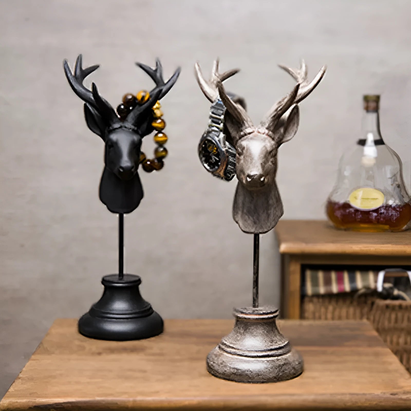32cm tall natural resin animal sculpture home decoration in black, white, or wood colour options