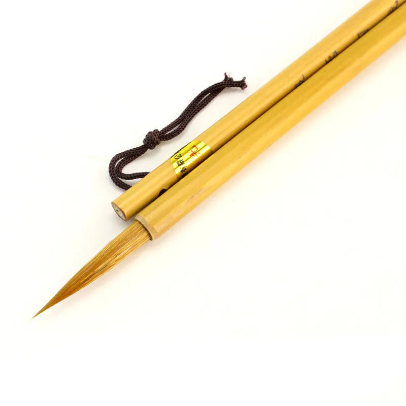 Langhao wolf hair calligraphy brush with a hooked wire nib for line art.