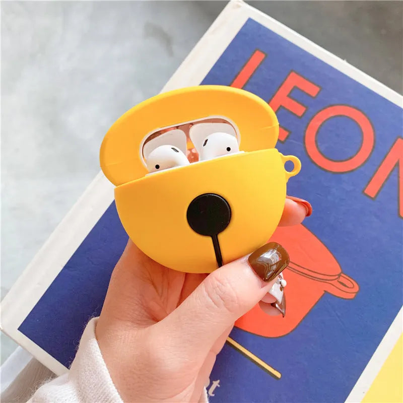 Yellow silicone bell-shaped protective case for AirPods 1st and 2nd generation wireless earbuds