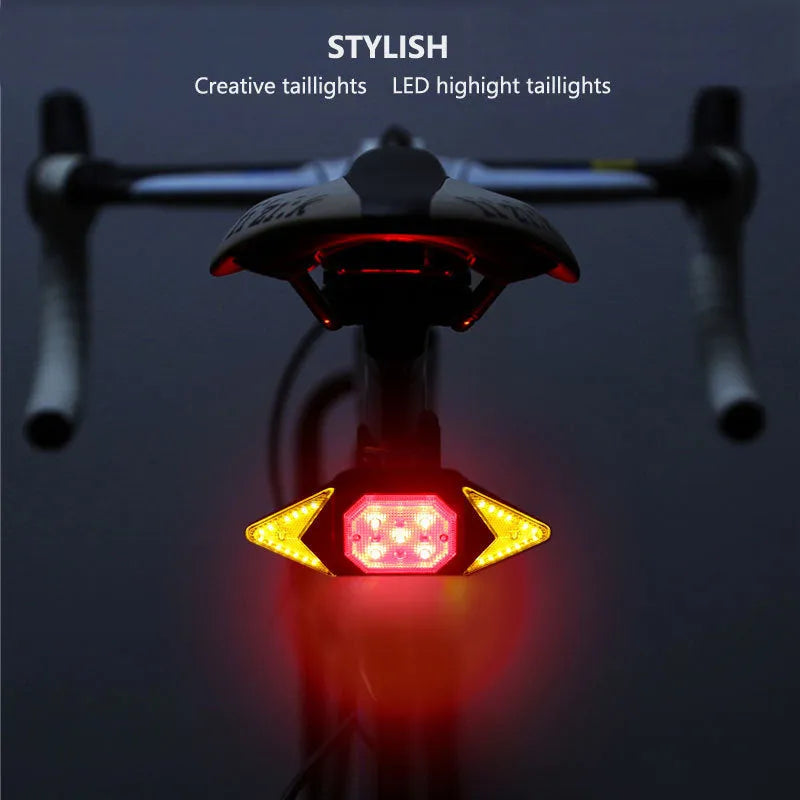 USB rechargeable bicycle turn signal LED light black with remote control for night safety