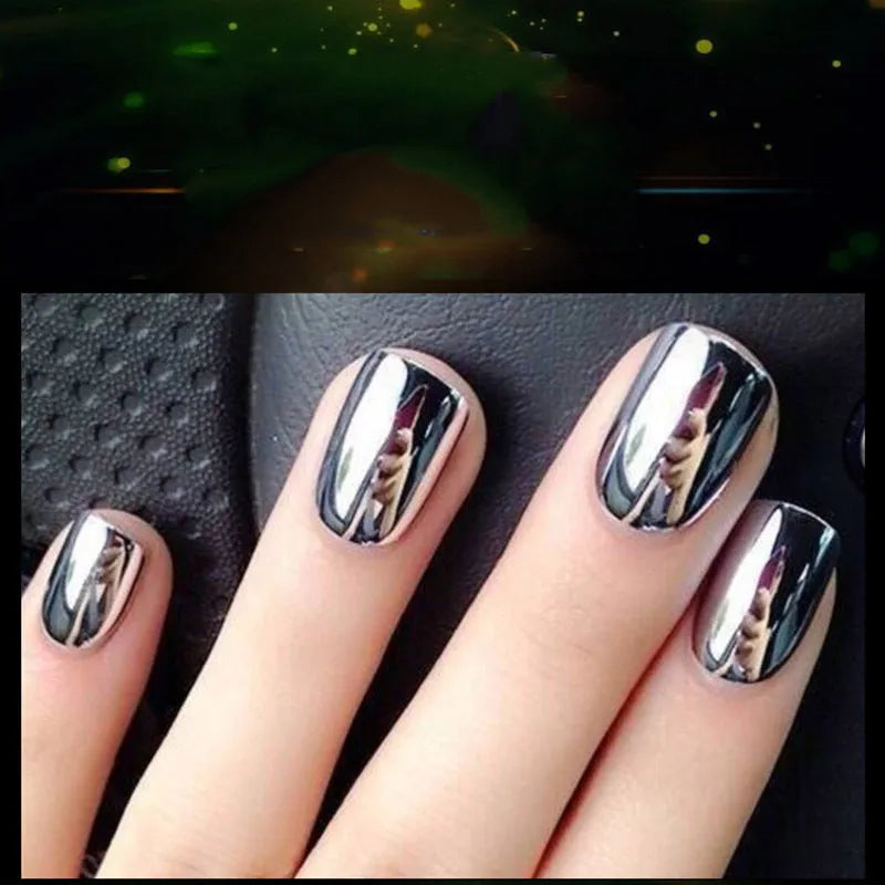 Mirror Nail Polish high-shine chrome finish nail varnish 12ml bottle metallic mirror effect