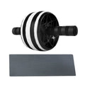 Gym abdominal roller wheel with steel frame and black PU wheel on a rubber mat
