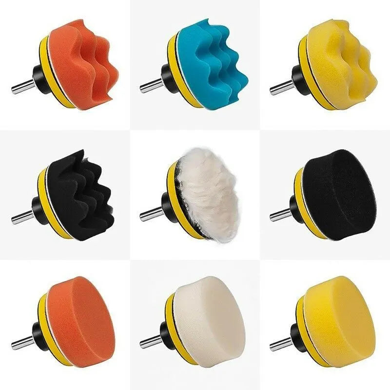 Automotive polishing pad set with multiple pads for waxing, polishing, and sealing