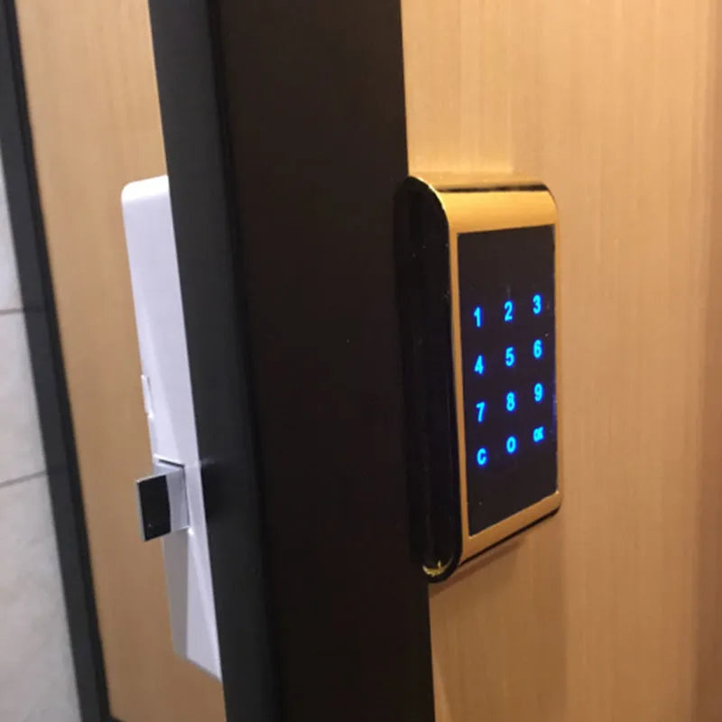 Silver temporary deposit code lock with four-digit combination keypad on zinc alloy housing.