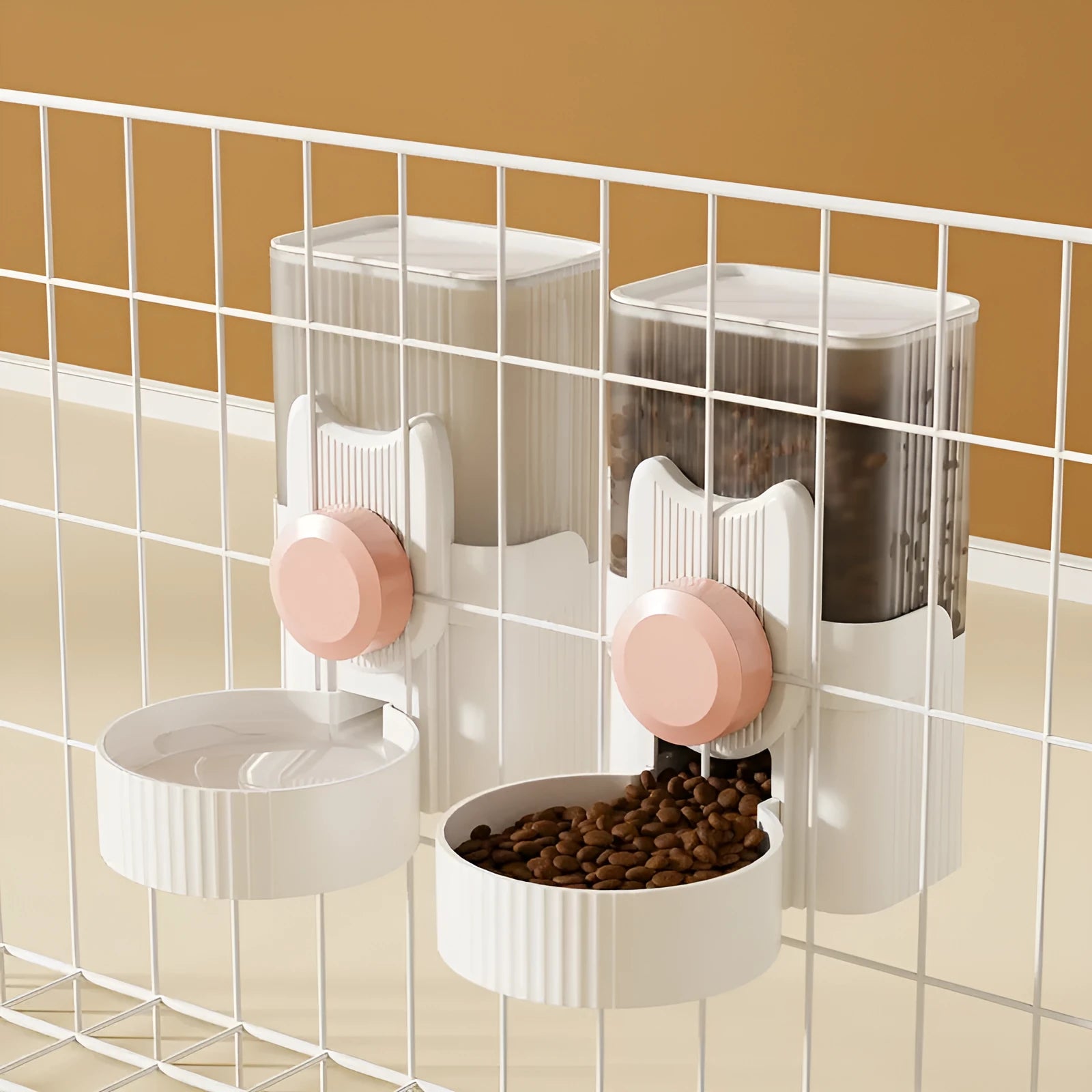 Cat water fountain and automatic feeder set with 1000ml plastic water dispenser and feeder in multiple colours