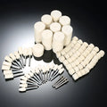 129-piece polishing wheel accessories set with white wool pads and iron shanks for rotary tool use