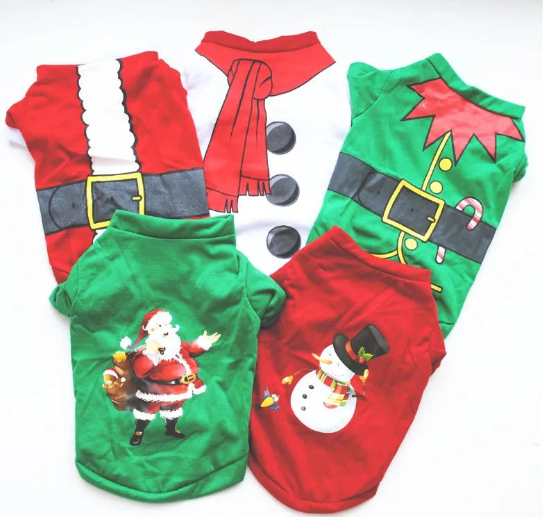 Dog Christmas costume cotton sweatshirt vest in festive style, available in sizes XS to L