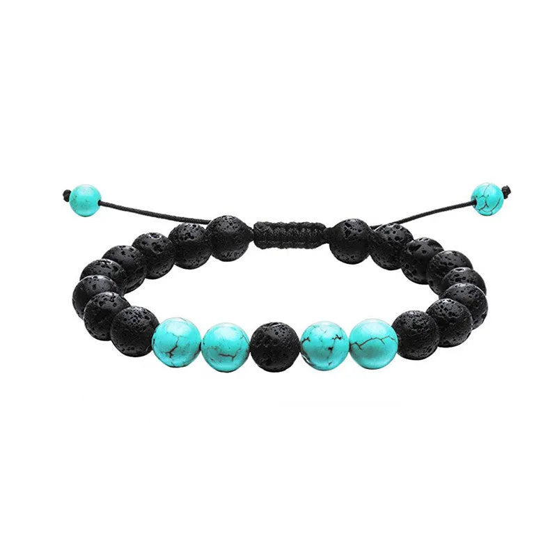 Geometric couple bracelets with tiger eye and matte black agate beads