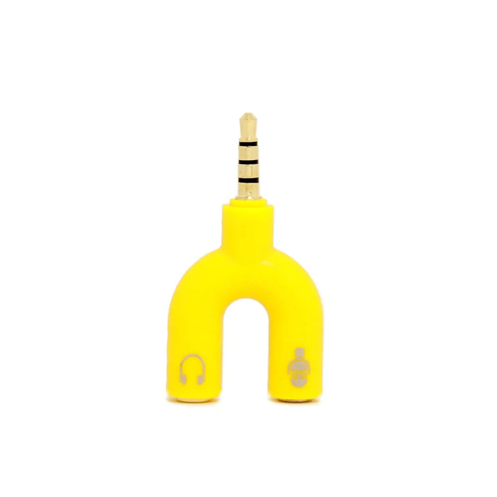 3.5mm audio splitter adapter in six colours with gold-plated connections