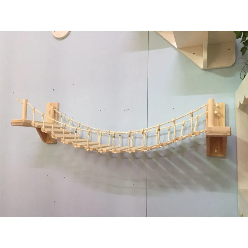 Wall-mounted cat furniture in pine and sisal, khaki colour, 90cm long including fixing bracket