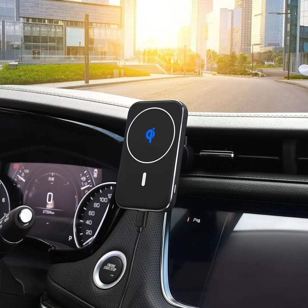 M6 magnetic wireless car bracket charger for mobile phones with black finish