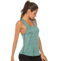 Women's athletic polyester back race vest in slate colour, O-neck design for gym and sport