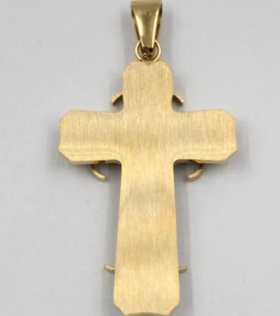 TL stainless steel three-layer stereoscopic cross pendant necklace silver colour for men