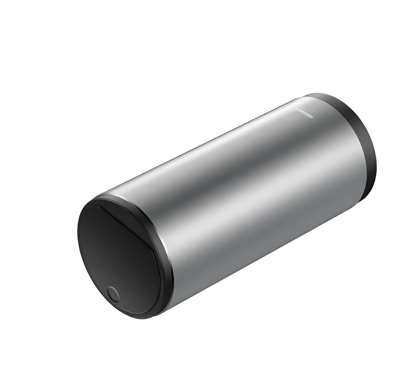 Compact aluminium alloy car trash bin with black finish, 500mL capacity, and click-open lid, placed in a vehicle cup holder