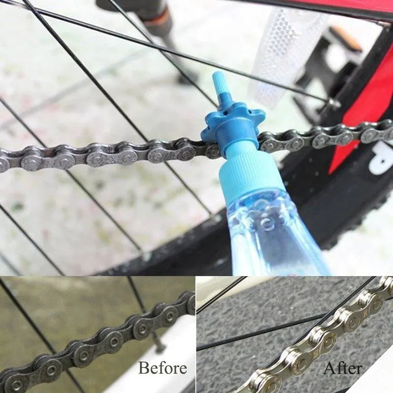 Blue 60ml bottle of Drip Less Bicycle Chain Lubricant with liquid plastic formula