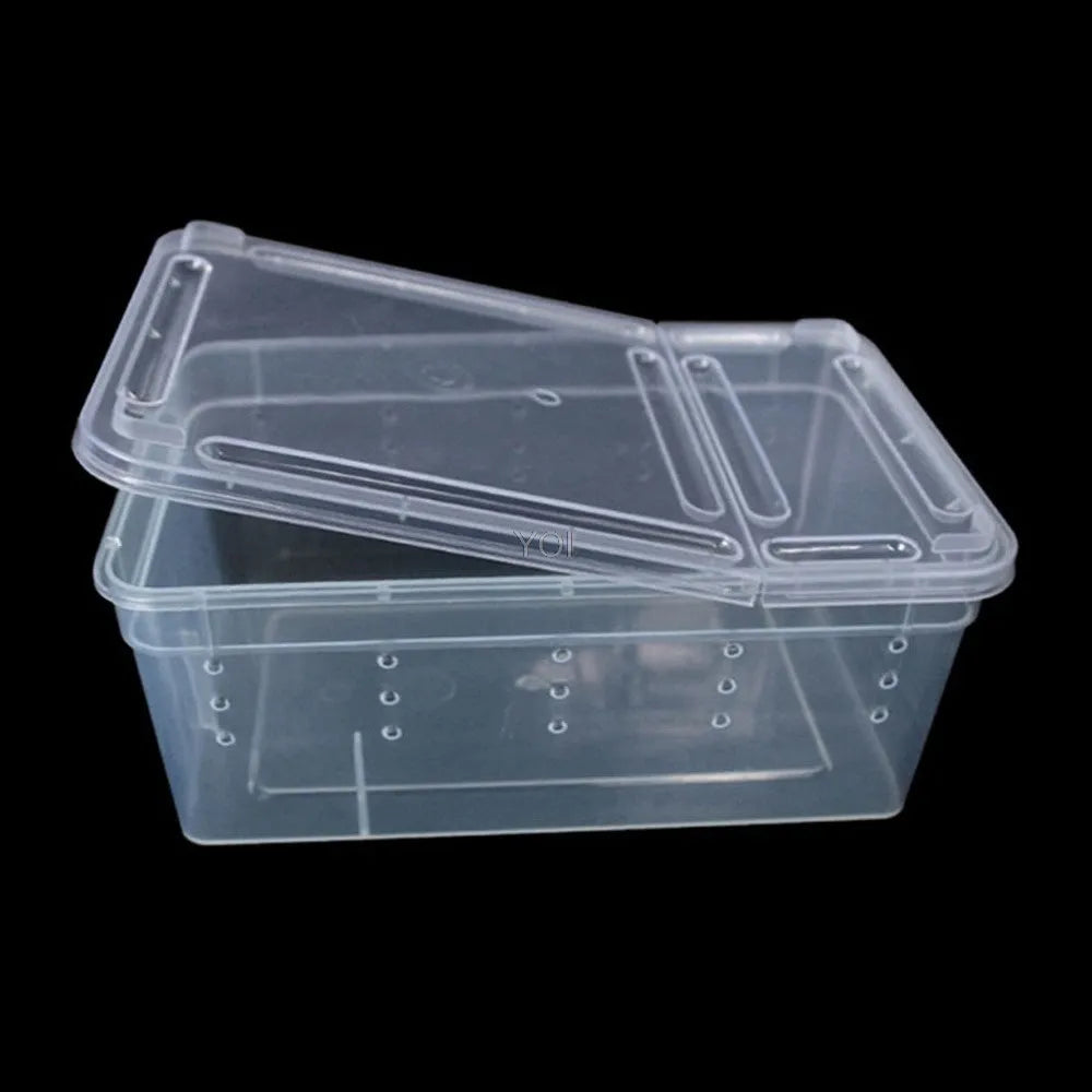Plastic transparent reptile feeding box 19x12.5x7.5cm for reptile and amphibian transport and breeding