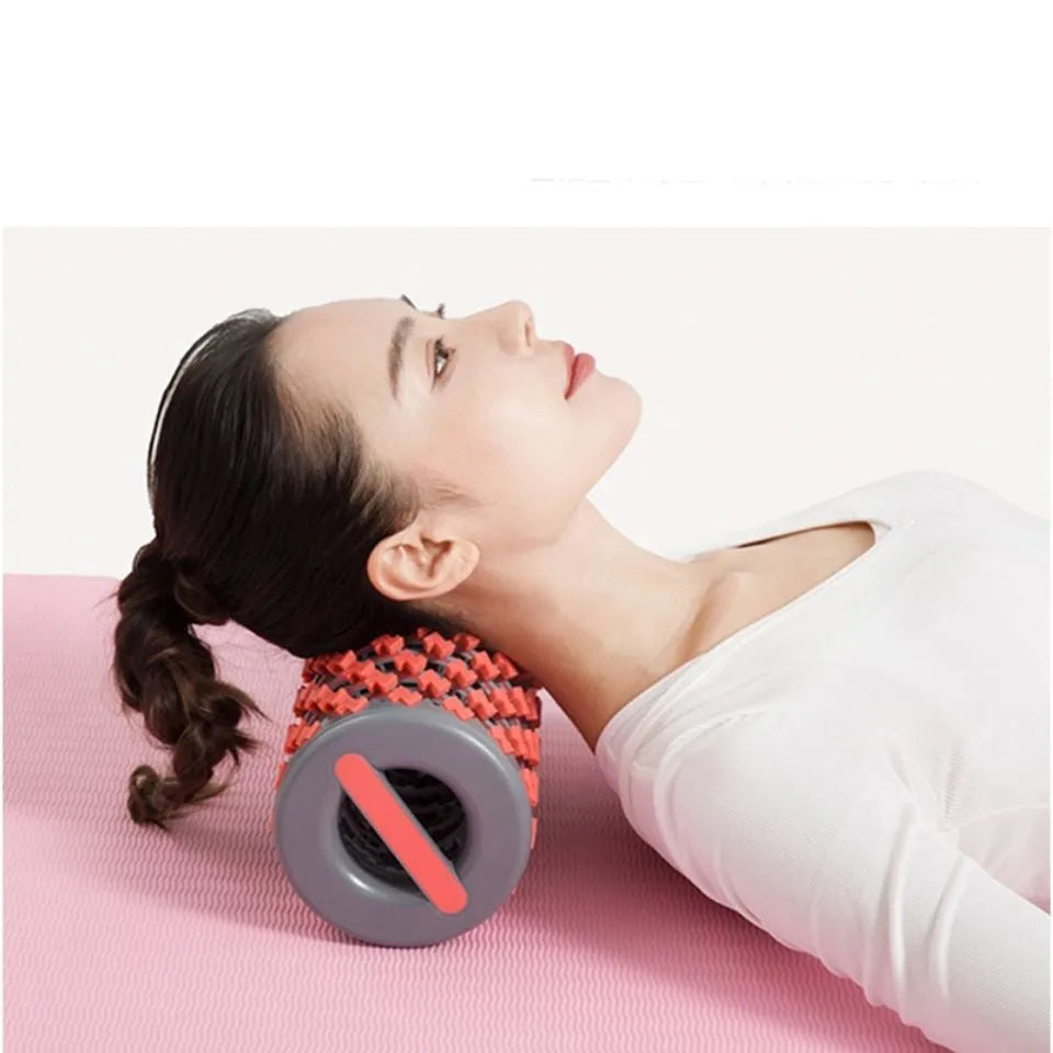 Foam stovepipe roller telescopic yoga column in black for muscle relaxation at home or gym