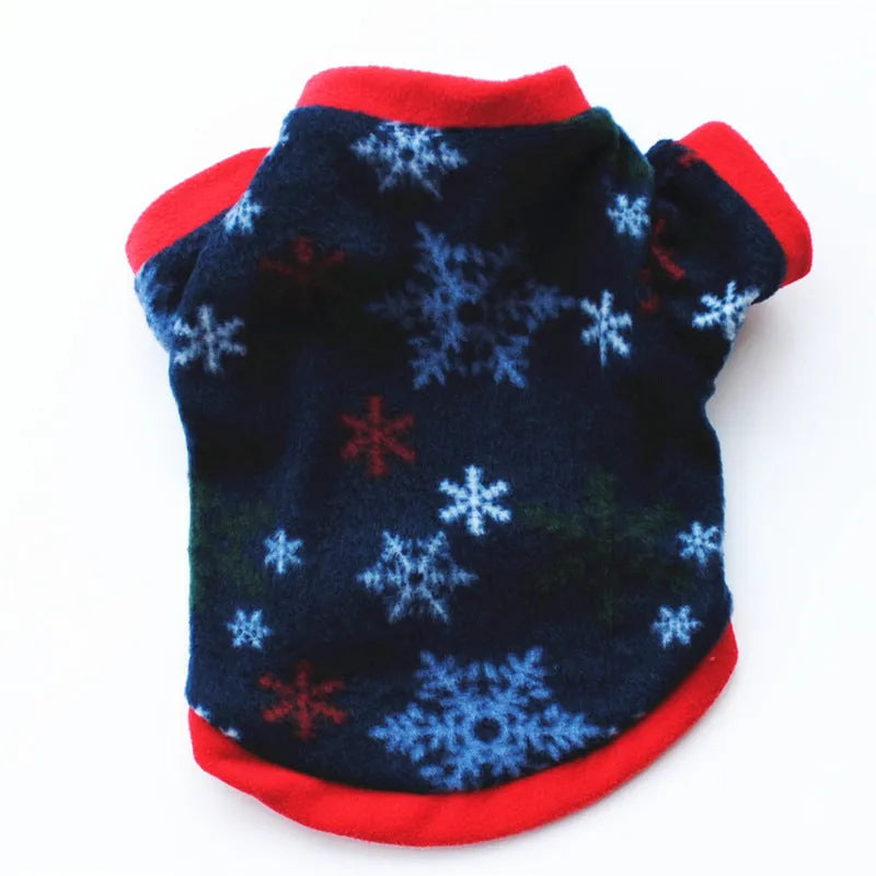 Fleece Christmas pet costume for dogs and cats in Santa style with 10 colour options and four sizes