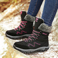Women ankle boots winter shoes lace-up high heel thick heel round toe tassel artificial PU warm plush lining
