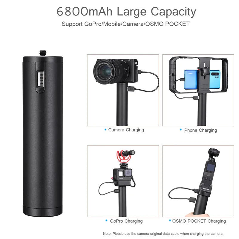 Black aluminium alloy power bank showing its slender 12.5cm length and 3.2cm width.