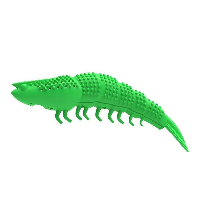 Blue catnip dental chew toy with rubber bristles for teeth cleaning