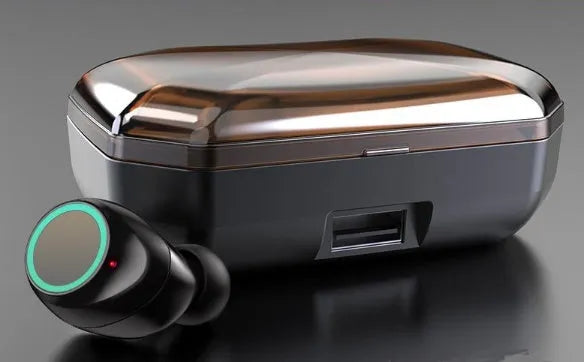 V11 Bluetooth earphone with digital display touch controls and 4000mAh charging storage box in black