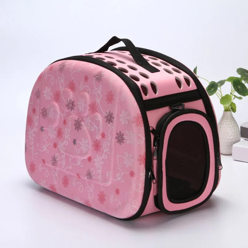 EVA medium pet bag in pink with foldable design and flower pattern