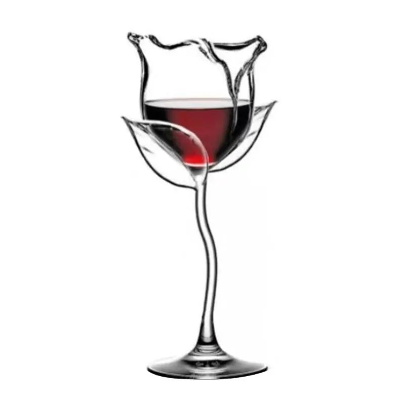 Rose flower shaped glass goblet with 100ml capacity for wine or cocktails