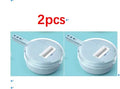 8-in-1 mandoline slicer with stainless steel blades, container, drain basket, and hand protector in blue