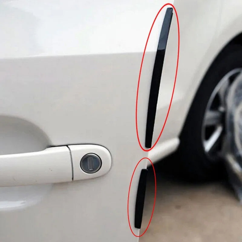 8-piece car door guard set with U-channel trim in black and transparent, long edge 135mm and short edge 65mm