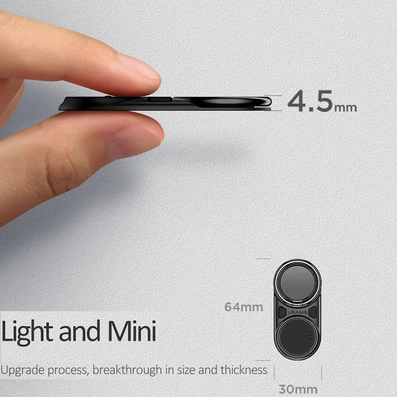 Multifunctional rotating mobile phone holder on a desk showing 360-degree swivel, adjustable angle, in Black colour