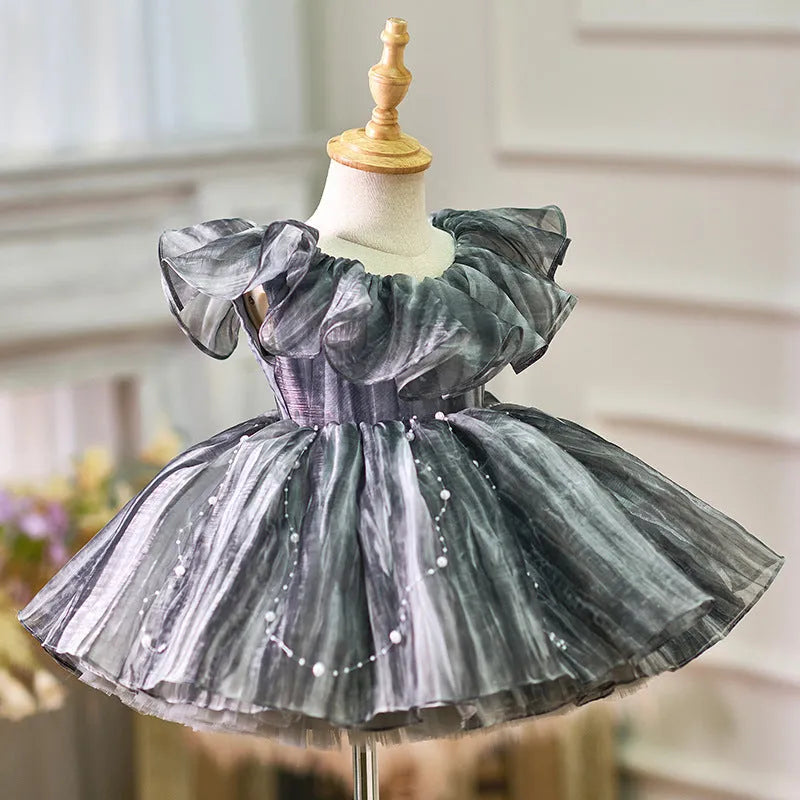 Girls birthday party dress high grade gray princess style suitable height 80-160cm