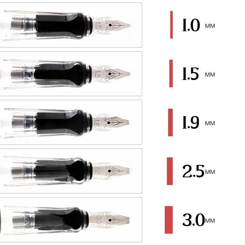 Ceramic shell parallel duckbill pen with iridium nib and rotary ink-absorbing system for calligraphy