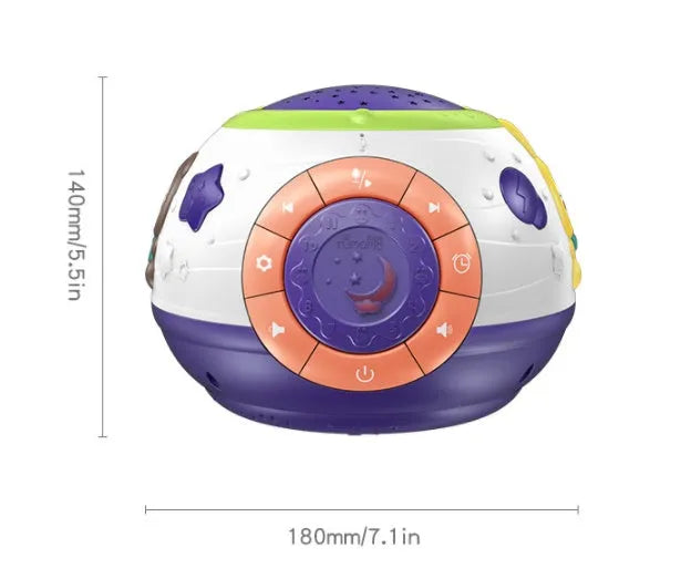 White starry sky night light projector for children with control buttons on top