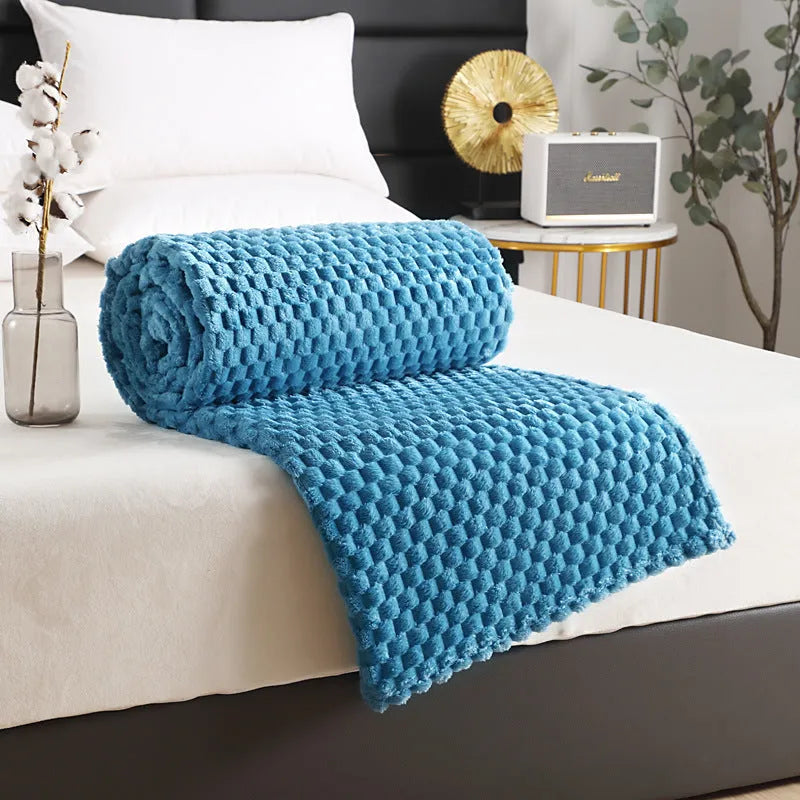 Flannel solid colour cover blanket in Beige, polyester fibre, 150x200cm size option
