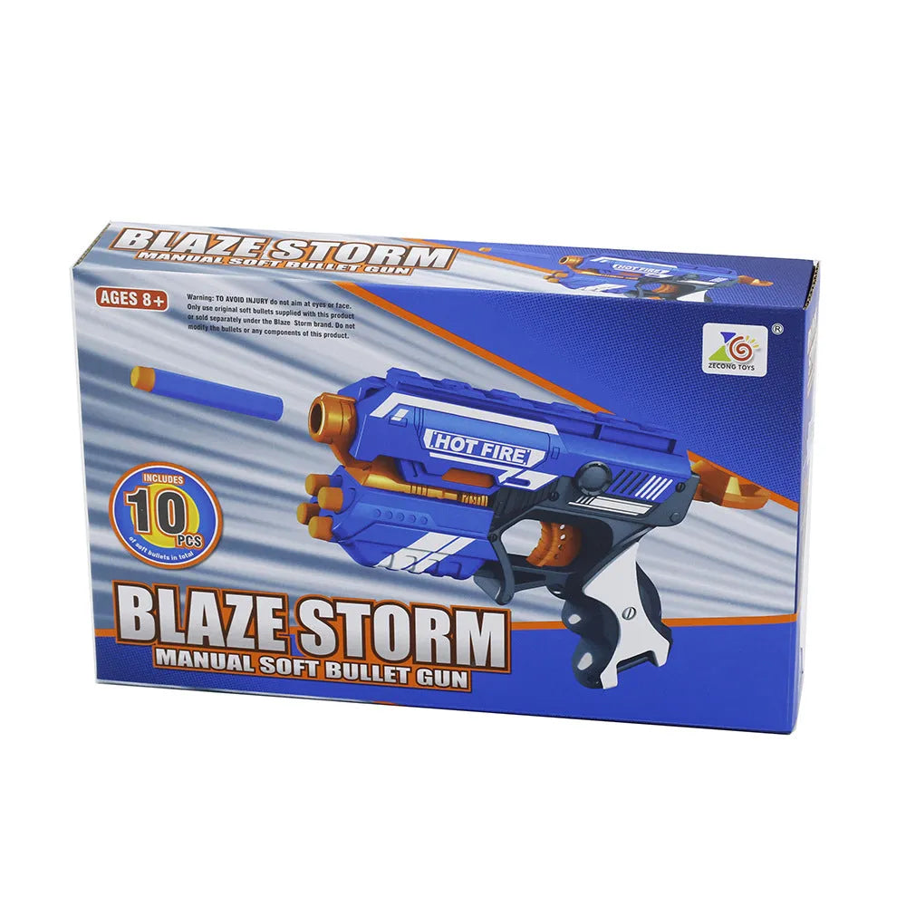 Blue plastic manual soft bullet sniper toy gun for teenagers aged 7-14 years with 10 toy bullets