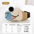 Canvas dog muzzle in Ollie Brown Bear pattern, showing adjustable straps and open design for breathability.