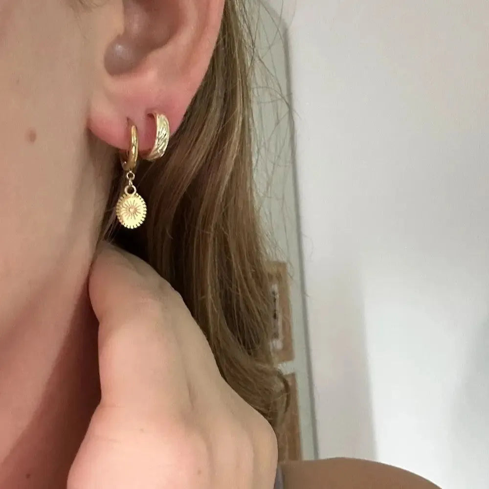Women's stainless steel geometric earrings with ellipse design in XY-EH005 colour for summer fashion wear