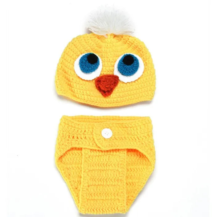 Hand-knitted cartoon animal newborn photography outfit in blended fabric, Blue Dog colour option